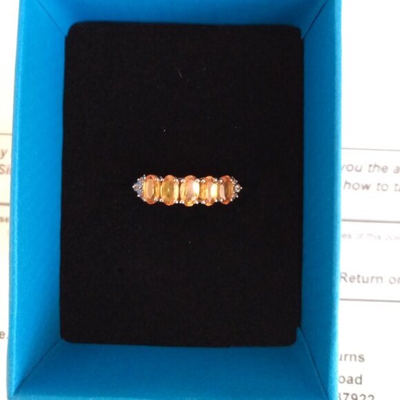 Spessartite garnet, & diamond ring size 6 - Picture 6 of 6